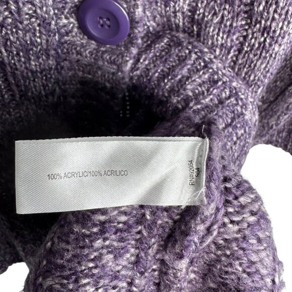 Carolyn‎ Taylor Purple Knit Cardigan Women's Large 3/4 Wide Sleeve Button Front - Picture 5 of 8